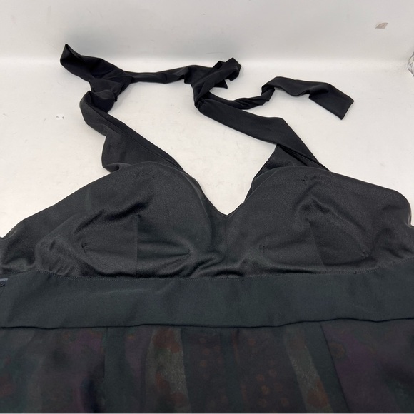 Suzi Chin For Maggy Boutique Silk Halter Dress Size 8P Black V Neck Floral Print - Picture 11 of 13